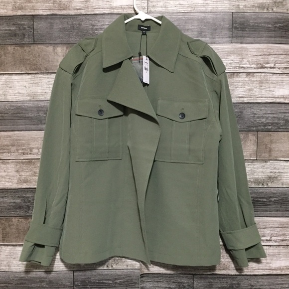 Express Oversized Military Jacket Women’s M Green Button Front (Read Desc) - Picture 5 of 10